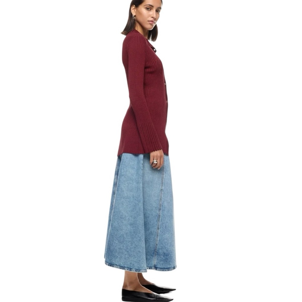 Simon Miller Palo Knit Top Deep Red Button Front Collared Cardigan Sweater XS - Picture 3 of 12